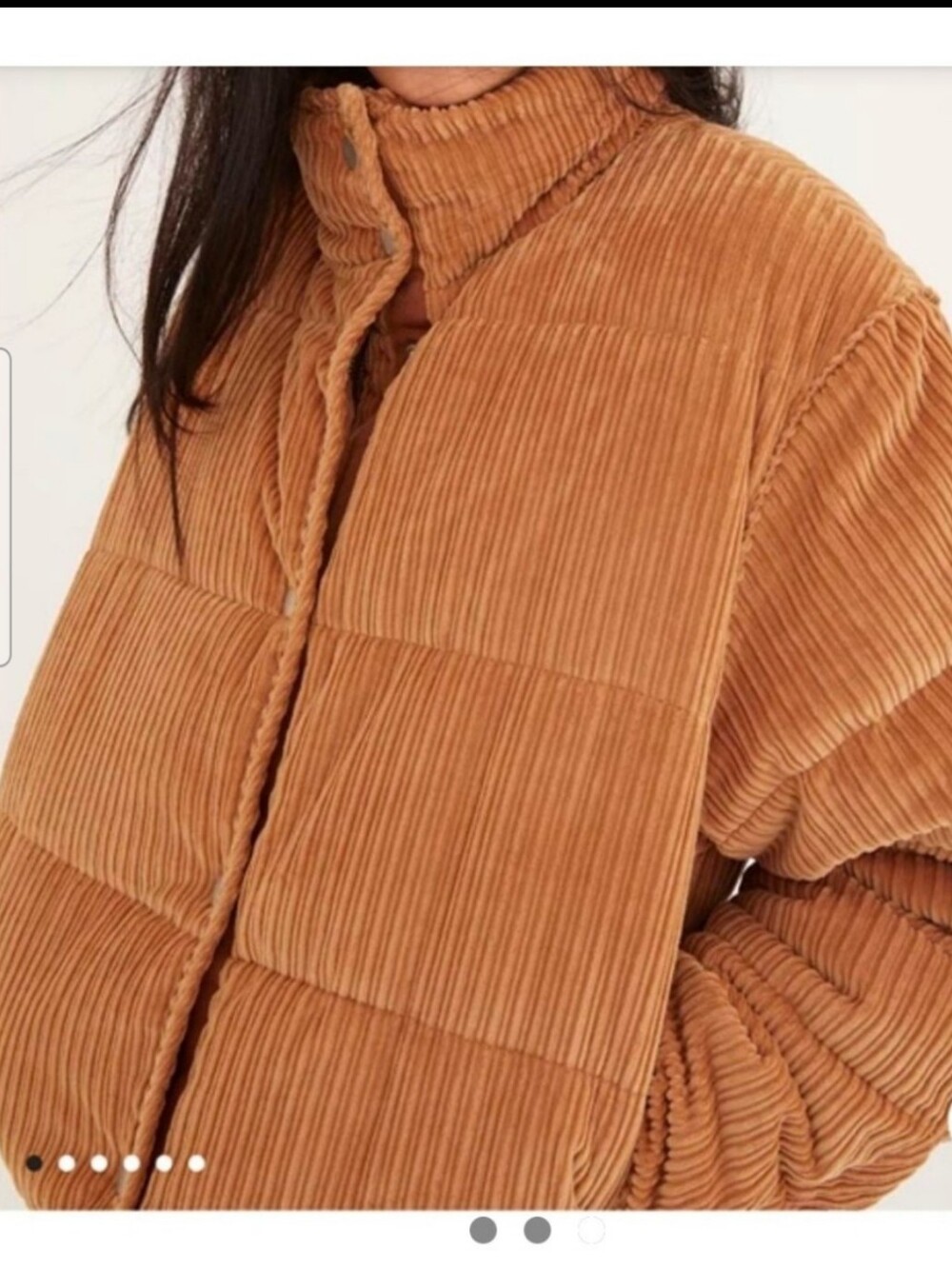 Urban Outfitters Lucy Corduroy Cropped Puffer Jacket - Camel/Tan Xs Fall